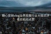 糖心官网vlog业界观察行业大咖点评老司机也点赞